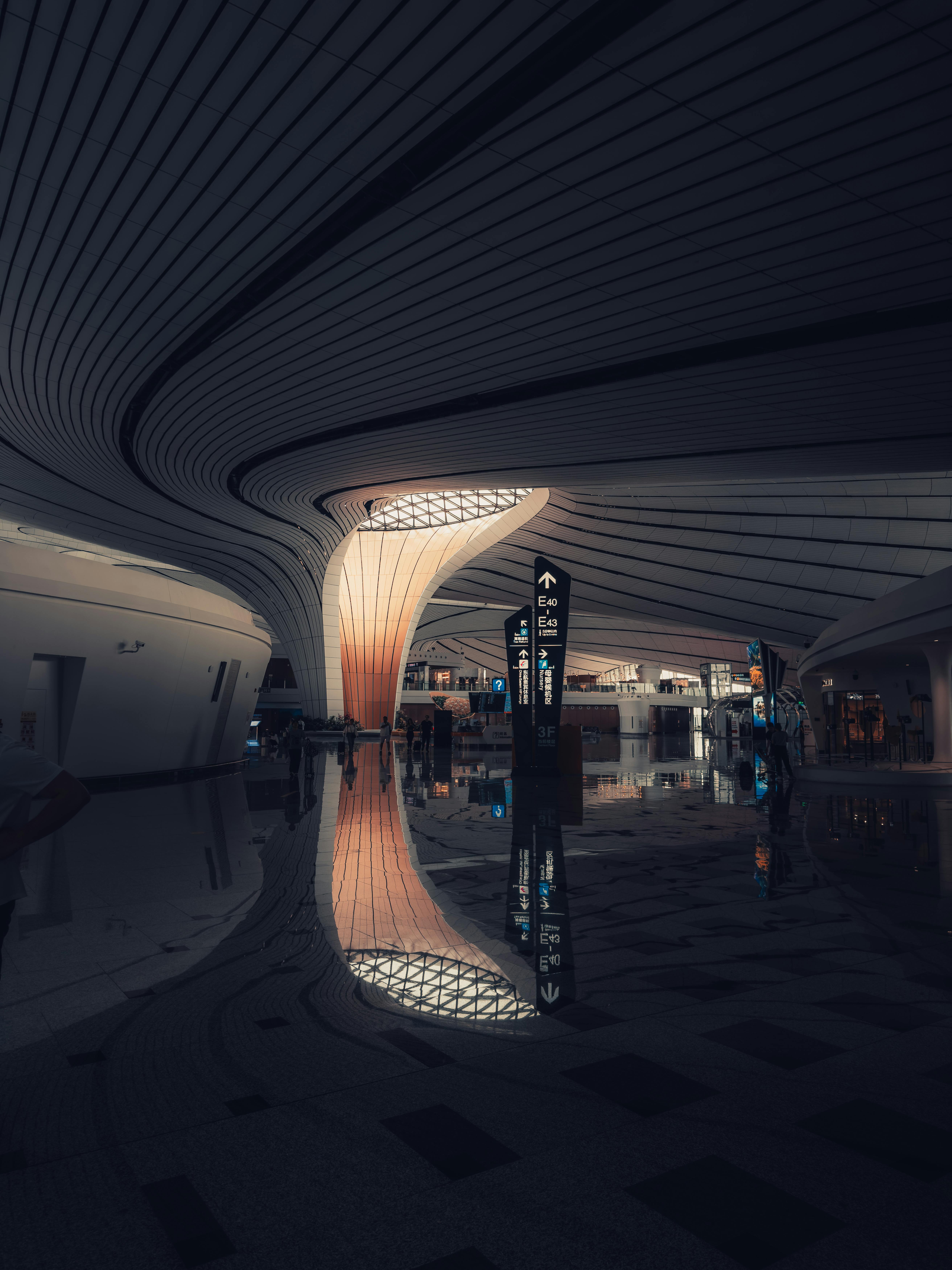 Modern international airport interior